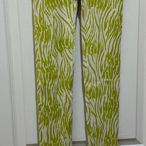 Free People Women’s XS Ribbed Stretch Leggings With Slits, Lime/Vert Color, BNWT - Picture 2 of 6